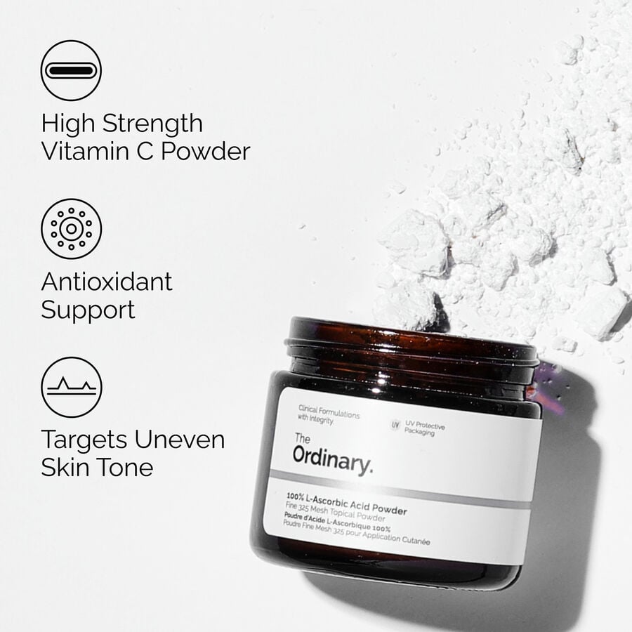 Pure Vitamin C Powder — 100% L-Ascorbic Acid, Mix-In Brightening